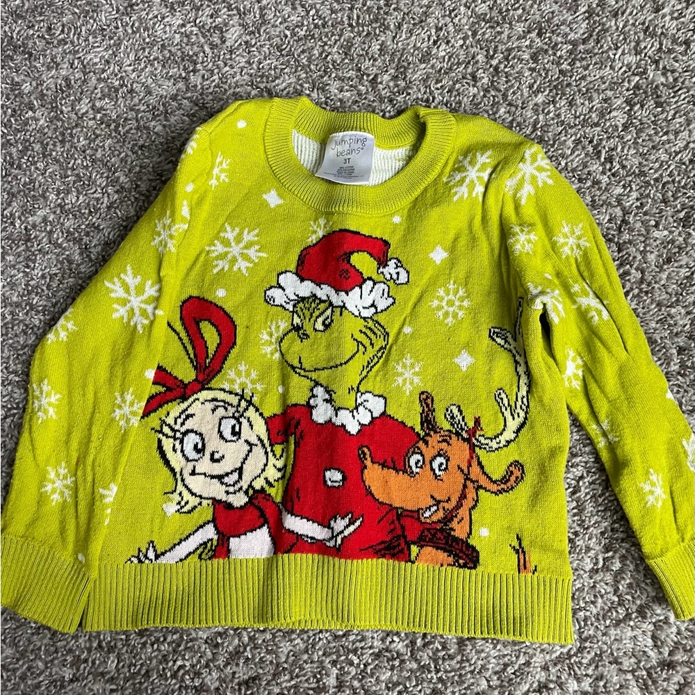 Jumping Beans Green Grinch Kids Sweater